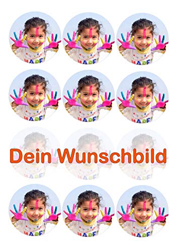 12 Muffinaufleger ca. 6 cm zum selbst ausscheiden mit Wunschbild, Cupcakes Muffinsbild Geburtstag Fondant 0215W von Digital-on