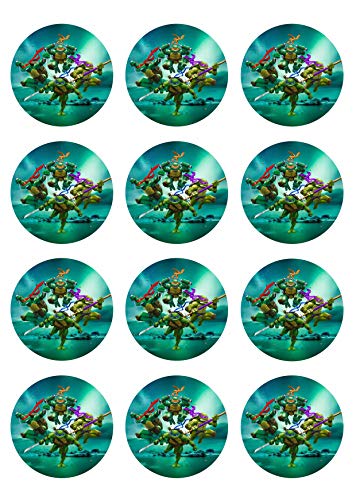 12 Muffinaufleger ca. 6 cm zum selbst ausschneiden, Cupcakes Muffinsbild Geburtstag Motiv: Turtles, Fondant 0768x von Digital-on