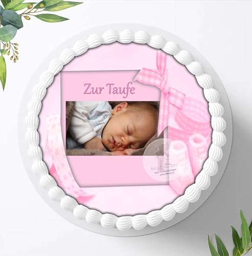 Für die Taufe Torte, Zuckerbild Zur Taufe, Essbares Foto für Torten, Fondant, Tortenaufleger Ø 20cm, 0006z von Digital-on