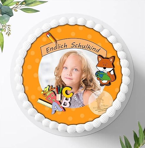 Tortenaufleger für die Fototorte zum Schulanfang mit Ihrem Foto, Tortenbild Fondant Ø 20cm / 0092c von Digital-on