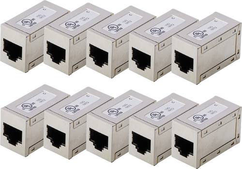 Digitus AT-AG-8-8-C6S-10 RJ45 Kupplungsgehäuse Polzahl Sensoren 8 Silber 10St. von Digitus