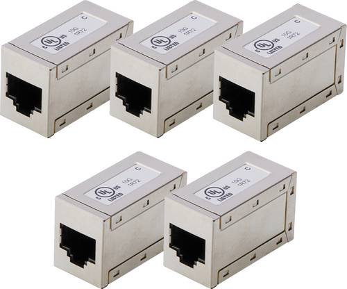 Digitus AT-AG-8-8-C6S-5 RJ45 Kupplungsgehäuse Polzahl Sensoren 8 Silber 5St. von Digitus