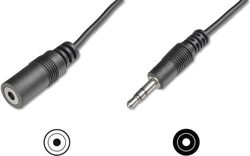 Digitus AK-510200-050-S Klinke Audio Anschlusskabel [1x Klinkenstecker 3.5mm - 1x Klinkenbuchse 3.5 von Digitus