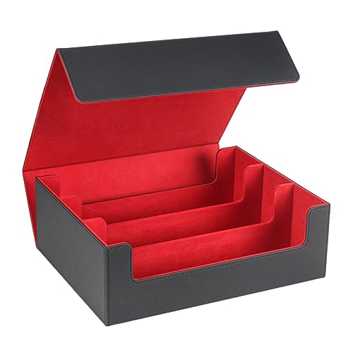 Diheohg 1 Stück 1800+ Kartendeckhülle für Sammelkarten, Magnetische Kartenaufbewahrungsbox, Schwarz + Rot von Diheohg