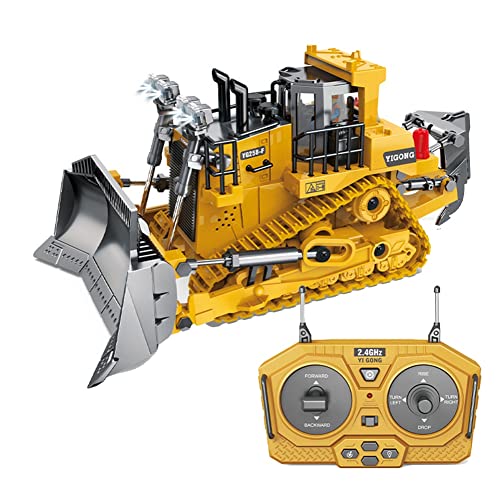 Diheohg 1:24 2,4 GHz 9 KanäLe Fernbedienung Traktor Spielzeug Bulldozer RC Aluminiumlegierung Technik Traktor Spielzeug für Kinder Stil B von Diheohg