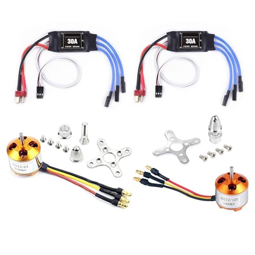 Diheohg 2er-Pack 2212 1400Kv/2200Kv Bürstenloser Außenläufermotor mit Halterung 10T/6T+30A ESC für RC-Flugzeug Quadrocopter UFO Ersatzteile von Diheohg