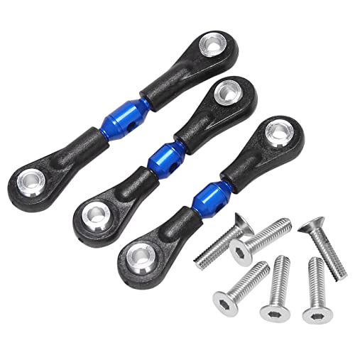 Diheohg 3 StüCk Metalllenkung Spurstange Verbindungsstange für TT02 TT02T 1/10 RC Autoteile ZubehöR, Blau von Diheohg