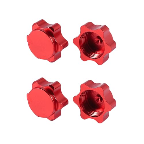 Diheohg 4 Teilige Aluminium Rad Naben Abdeckung Anti Abdeckung 17 Mm Sechskant Mutter für 1/8 RC Auto, Rot von Diheohg