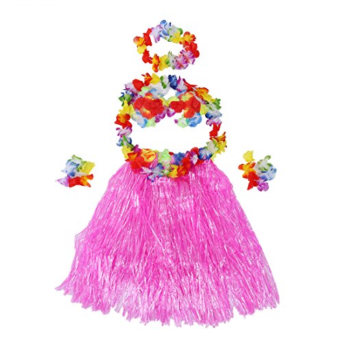 Diheohg Hawaiian Tropisch Hula Luau Grass Tanzen Rock und BH-Set - Rosa von Diheohg