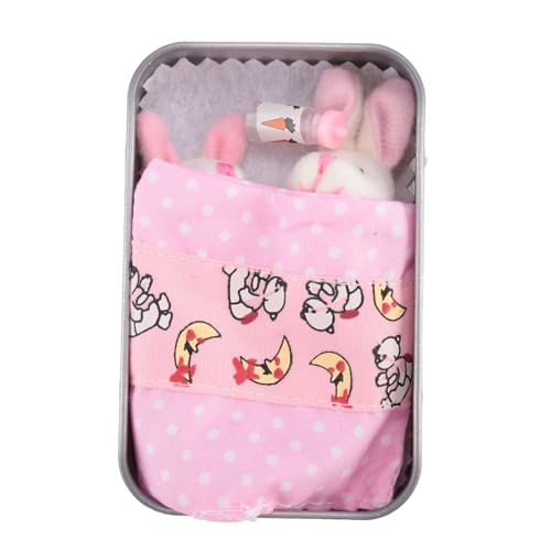 Diheohg Osterhase Stofftier Kleines Taschenkaninchen in Einer Dose Gefüllter Kleiner Hase Kleiner Hase Spielzeug Sorgenpuppe für Ängstliche Langlebig,B von Diheohg