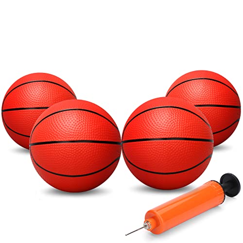 Dilabnda Mini Hoop Basketball für Kinder, 16cm Gummi Ersatz Basketbälle Strandball Kleine Hüpfbälle Bälle für Mädchen Jungen, Soft Ball für aufblasbaren Pool Basketball (4er-Pack) von Dilabnda