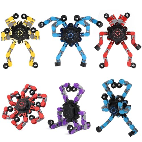 6Pack Deformation Roboter Fidget Spinner Spielzeug für Kinder Erwachsene, DIY Transformator Mechanische Kette Fingertip Spielzeug Novely Gyro Geschenke für Klassenzimmer Ostern Geburtstagsfeier von Dilabnda