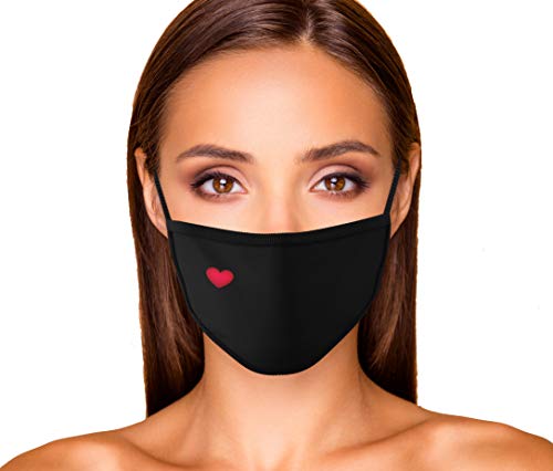 Dilara Baumwollmaske mit Herzchen Motiv für Damen stylisch und wiederverwendbar - Maske mit Herz Motiv modisch und stylisch Frauen, Mädchen (Herzchen) von Dilara