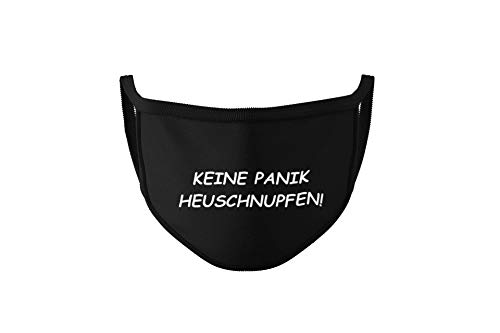 Dilara Baumwollmasken in Schwarz - Maske mit Sprüchen und Designs mit Aufdruck für Erwachsene, Damen und Herren aus Baumwolle (Keine Panik Heuschnupfen) von Dilara