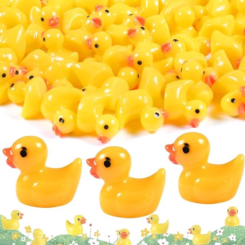 Mini Enten 100 Stück, Mini Quietscheente, Minienten, Mini Harz Entenmini Resin Duck, Figuren Mini Enten Harz, Kleine Figuren Mini Enten, Für DIY Aquarium Garten Landschaft Puppenhäuser von Dilightnews