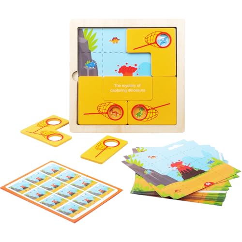 Holzpuzzle Spiel, Geheimnis der Erfassen Dinosaurie Puzzle Spiel, Montessori Lernspielzeug, Entwicklung der Beobachtungsgabe und des logischen Denkens der Kinder für Jungen und Mädchen ab 3 Jahre von Dilpeak