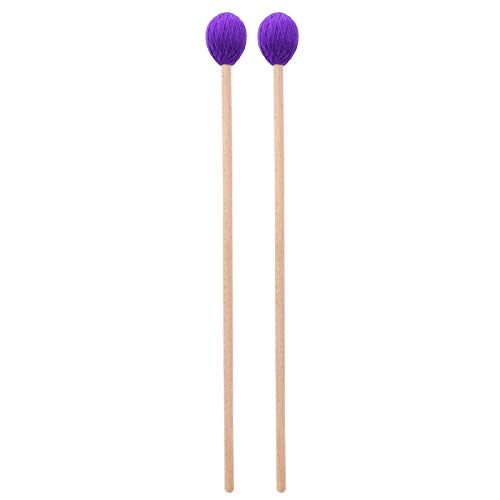 Dilwe 1 Paar runder Kopf Marimba Stick Mallets Buche Xylophon Griff Percussion Sticks Instrumente Zubeh?r(Lila) Percussion Instrument Parts von Dilwe