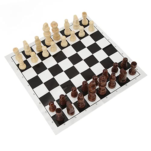 32 -teiliges Nachahmungsholz -Kunststoff -Schach -Set, Klappschachbrett, Easy Carry, für Fachleute und Anfänger, Urlaubsfeiern, Familienversammlungen von Dilwe