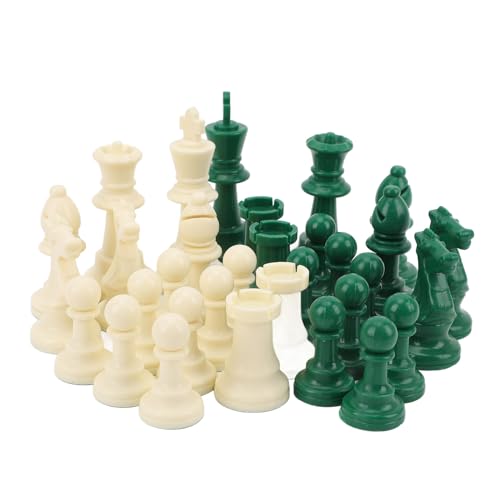 32pcs Grüne Weiße Schachstücke Gewichtete Filzbodenschachschach -Figur -Stück Set, Klassisches Design für Interaktives Gameplay von Dilwe