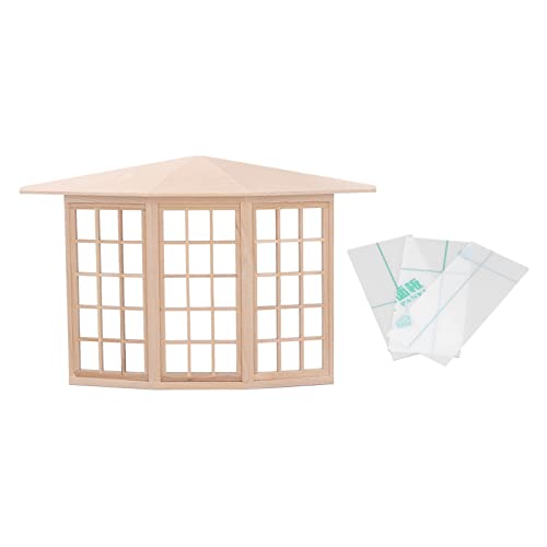 Dilwe 1/12 Puppenhaus-Erkerfenster, 24 X 15,5 X 4 cm, Exquisites Miniatur-Holzfenster mit 45-Grad-Ecke, 3-seitiges Fenstermodell f¨¹r HeimwerkerSimulated Furniture von Dilwe