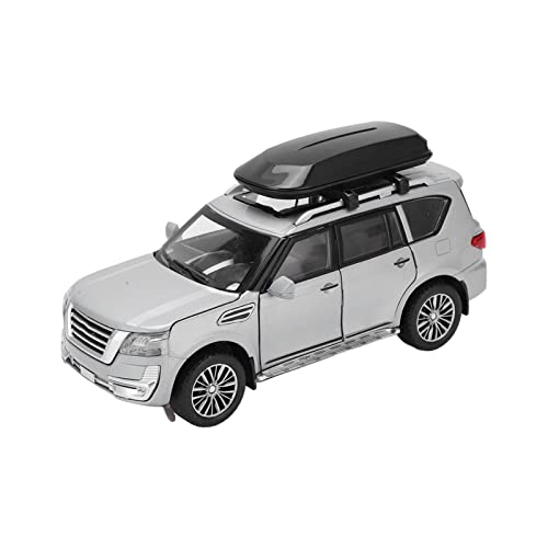 Dilwe 1/32 Legierungs-Druckguss-Modellauto, Zurückziehbares Spielzeugauto-Druckguss-Automodell mit Sound und Licht, SUV-Automodell für Jungen und Mädchen (Silver) von Dilwe