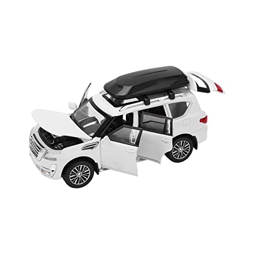 Dilwe 1/32 Legierungs-Druckguss-Modellauto, Zurückziehbares Spielzeugauto-Druckguss-Automodell mit Sound und Licht, SUV-Automodell für Jungen und Mädchen (White) von Dilwe