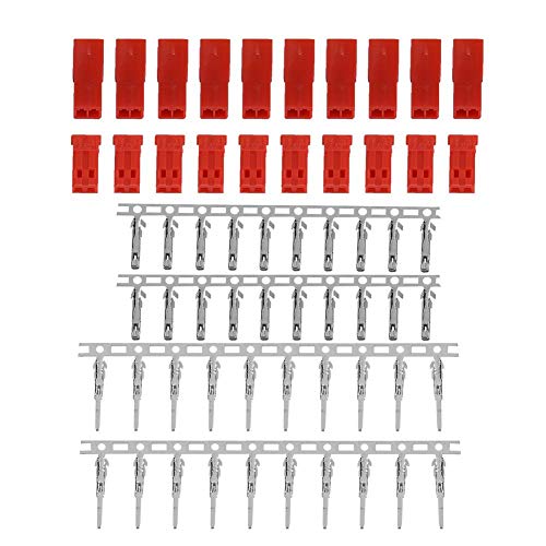 10 Paare JST-Steckverbinder, Buchsen- und Steckerstecker Rot Gehäuse und Stecker Pin-Set RC-Zubehör(10 Paare) von Dilwe