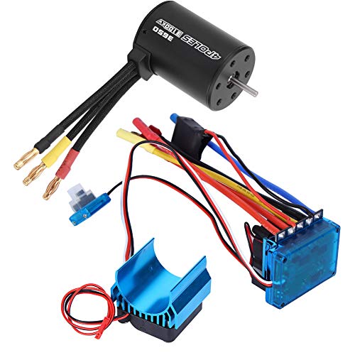 Dilwe 3650 Motor, 3100 KV Bürstenloser ESC -Kühlkörper Set Legierung Legierung Rennfahrzeugmotor ESC -Kit für 1/10 RC -Automodellzubehör (120A) von Dilwe