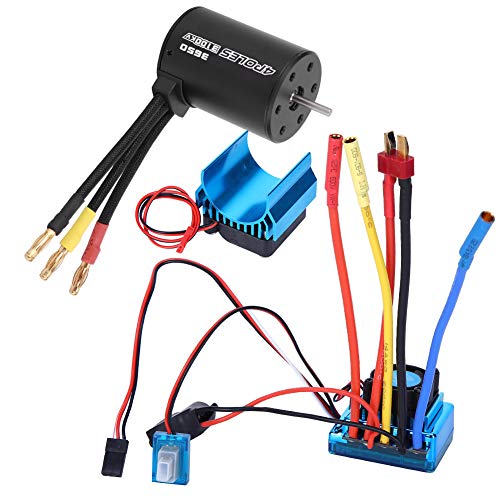 Dilwe 3650 Motor, 3100 KV Bürstenloser ESC -Kühlkörper Set Legierung Legierung Rennfahrzeugmotor ESC -Kit für 1/10 RC -Automodellzubehör (45A) von Dilwe