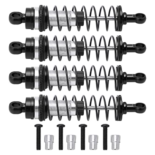 Dilwe 4 STÜCKE RC Stoßdämpfer Vorne Hinten, Reduziert Vibrationen aus Aluminiumlegierung, RC-Teile für Latrax Teton 1/18, RC-Auto-Zubehör(Schwarz) von Dilwe