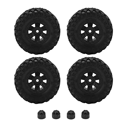 Dilwe 4 Stück 1/24 RC Reifensatz 56 Mm RC Auto Radnabensatz Gummiräder und Reifensatz für Axial SCX24, Jimny RC Cars, Schwarz von Dilwe