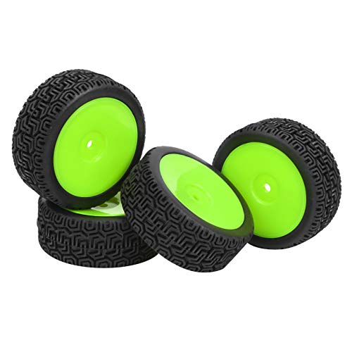 Dilwe 4PCS RC -Autoreifen, RC Flat Car Tyre Tyre Ersatzzubehör für 1/10 Hochgeschwindigkeits -RC -Auto (Green) von Dilwe