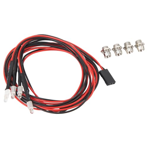 Dilwe 5-teiliges RC-Car-Front-LED-Licht, RC-Crawler-LED-Leuchten, RC-Car-Rücklichter, 7,4 V, 3 Mm Perlen, Weiß-rotes Licht-Set für Reparatur und Ersatz von Dilwe