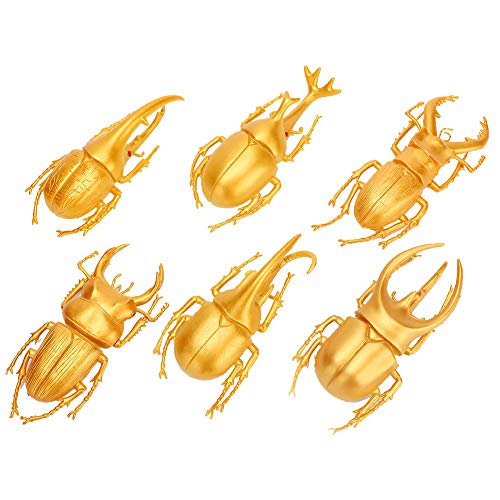 Dilwe 6-teiliges Gefälschtes Insektenmodell-Set, Halloween-Trick-Requisiten, Ungiftiges PVC-Insektenspielzeug, um Freunde zu Erschrecken (6 große goldene Käfer) von Dilwe