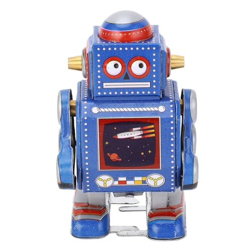 Dilwe Aufziehroboter, Eisen Retro Aufziehroboter Vintage Aufziehroboter Vintage Uhrwerk Spielzeug für Café Bar Restaurant (Blue) von Dilwe