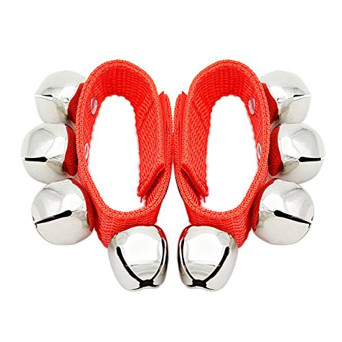 Dilwe Baby Handgelenk Glocken, 2Pcs Nylon Metall Handgelenk Fuß Ankle Bells Rattles Armband Spielzeug für Kinder Baby (Rot) von Dilwe