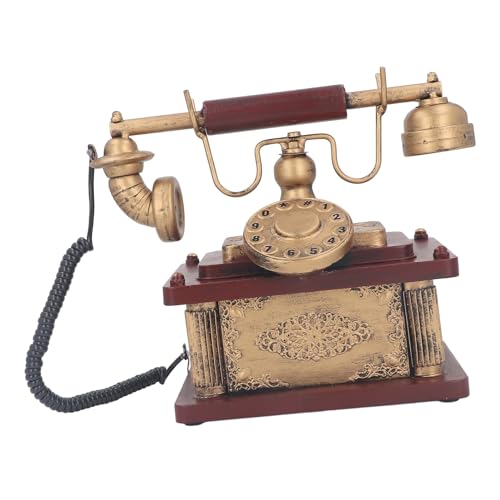 Dekoratives Vintage-Telefon, Vintage-Antik-Stil, Schnurgebundenes Schreibtischtelefon mit Wählscheibe und Klassischer Metallklingel für Heimbüro-Dekoration von Dilwe