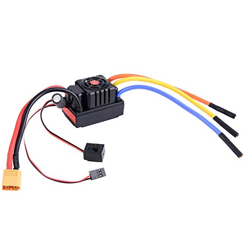 Dilwe ESC Drehzahlregler, 120A ESC 6S 24V Wasserdichter, Bürstenloser Drehzahlregler für 1 8 RC Auto LKW(Sensor XT60) von Dilwe