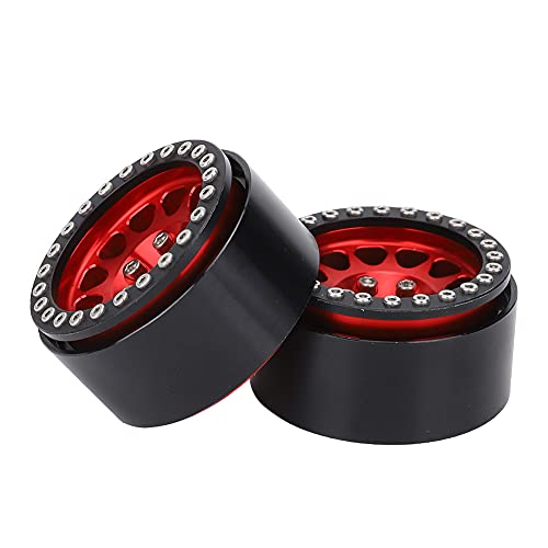 Dilwe Metallrad -Hub -Auto -Reifen, 4PCS 1:10 RC Crawler Car Tire für Axiale SCX10 / SCX10II / 90046/90047, Kompatibel mit CC01 D90 D110 (Schwarz Rot) von Dilwe