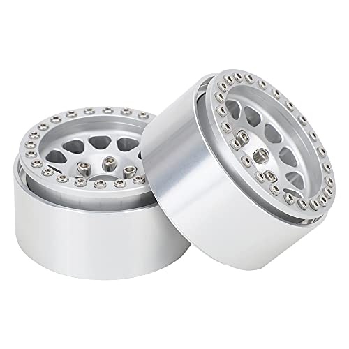 Dilwe Metallrad -Hub -Auto -Reifen, 4PCS 1:10 RC Crawler Car Tire für Axiale SCX10 / SCX10II / 90046/90047, Kompatibel mit CC01 D90 D110 (Silver) von Dilwe