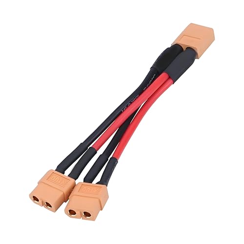 Paralleles Adapterkabel, XT60 Parallel Batterie Verbindungsstück Adapter 14AWG Kabel für RC Lipo (1 männlich zu 2 weiblich) von Dilwe