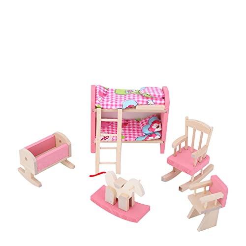 Dilwe Puppenhausmöbel Mini-lebensechte Simulation Holzmöbel-Set für 1:12 Puppenhaus-Zubehör (Kinderzimmer) von Dilwe