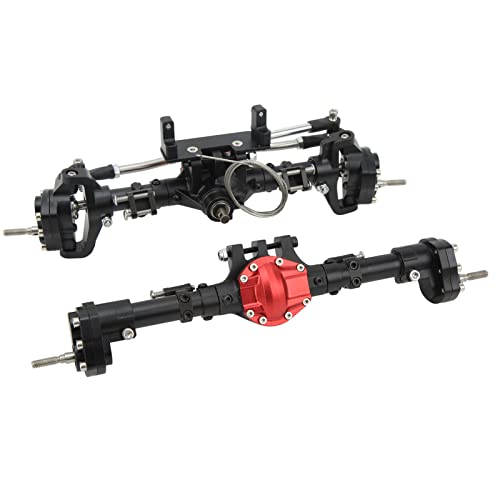 Dilwe RC-Achsen-Kit Vorne Hinten, 3 Farben, CNC-Differential Verriegelung Portal Achsen Set für Axial SCX10 I II III 90046 90047 1/10 RC Auto (Schwarz) von Dilwe