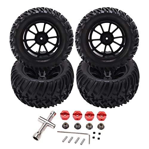 Dilwe RC Auto Gummireifen Felgensatz, 4pcs / Set 1/8 1/10 Fernbedienung Short Course Truck Reifen RC Autoreifen von Dilwe