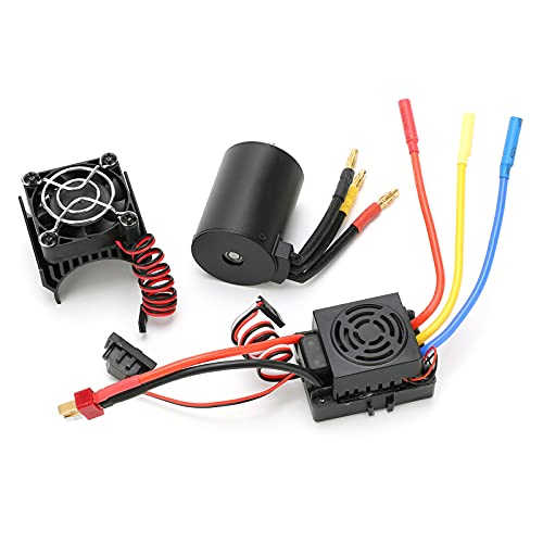 Dilwe RC-Brushless-Motor-ESC-Set, 3650 3900KV Wasserdichter Bürstenloser Motor 60A ESC-Combo-Set mit Kühlkörper für 1/10 RC-Car von Dilwe