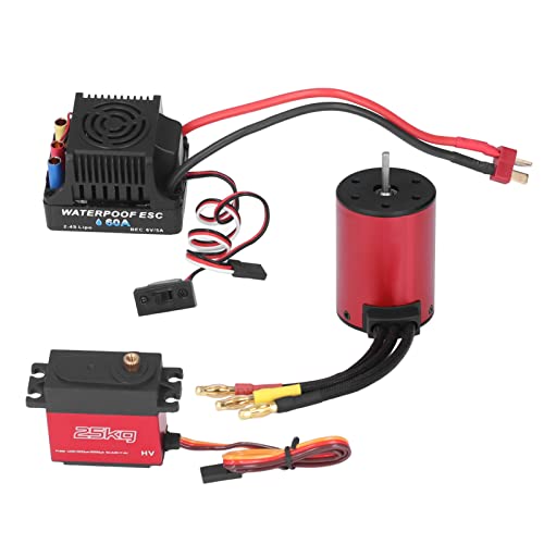 Dilwe RC Car Brushless Motor Combo, S3650 4300KV Motor 60A ESC Set mit 25KG Servo für 1/8 1/10 RC Car Upgrade Teile von Dilwe