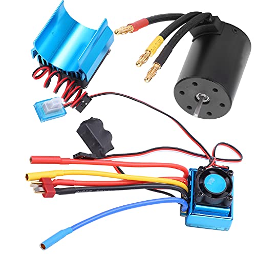 Dilwe RC Car Brushless Motor Set, 2300KV Wasserdichter Brushless Motor + 80A ESC + Motorkühler RC Brushless Motor Set für 1/10 RC Truck Car von Dilwe