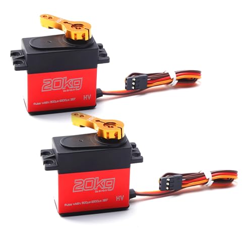 Dilwe RC-Car-Servo, 20-kg-Digitalservo mit Orangefarbenem Kipphebel aus Metall für RC-Cars, Rack-Fahrzeuge und Roboter (2PCS) von Dilwe