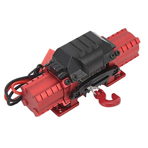 Dilwe RC Car Winch, Maximum Pulling Gorce / 10KG/22.0lb, RC Car Dual Motor Winde aus Aluminiumlegierung Autozubehör für RC Cars Spielzeug und Spiele (Rot) von Dilwe