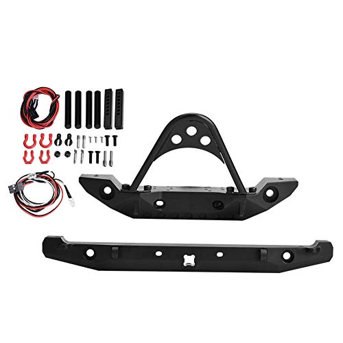 Dilwe RC Crawler Bumper, Front Rear Bumper mit LED-Lichtern Winch Mount für Axial SCX10 90046 Zubehörteile, Zubehör für Modellautos von Dilwe